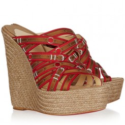 Replica Christian Louboutin Crepon 140mm Wedges Red Cheap Fake Shoes