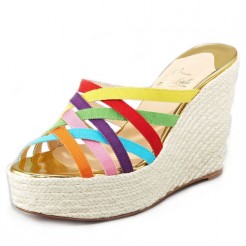 Replica Christian Louboutin Crepon 140mm Wedges Multicolor Cheap Fake Shoes