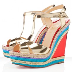 Replica Christian Louboutin Trotolita 140mm Wedges Platine Cheap Fake Shoes