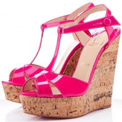 Replica Christian Louboutin Marina Liege 140mm Wedges Pink Cheap Fake Shoes