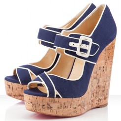 Replica Christian Louboutin Melides 140mm Wedges Navy Cheap Fake Shoes