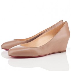 Replica Christian Louboutin New Peanut 40mm Wedges Beige Cheap Fake Shoes