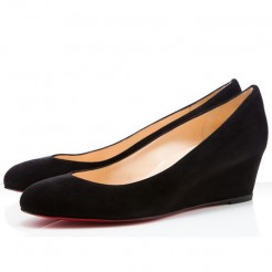 Replica Christian Louboutin New Peanut 40mm Wedges Black Cheap Fake Shoes