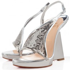 Replica Christian Louboutin Roxy Muse 120mm Wedges Silver Cheap Fake Shoes