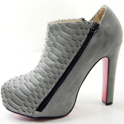 Replica Christian Louboutin 4A 120mm Ankle Boots Grey Cheap Fake Shoes