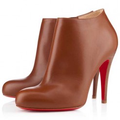 Replica Christian Louboutin Belle 100mm Ankle Boots Brown Cheap Fake Shoes