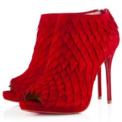Replica Christian Louboutin Diplonana 120mm Ankle Boots Red Cheap Fake Shoes