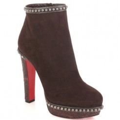 Replica Christian Louboutin Figurina 120mm Ankle Boots Brown Cheap Fake Shoes