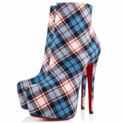 Replica Christian Louboutin Daf Booty 160mm Ankle Boots Blue Cheap Fake Shoes