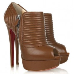 Replica Christian Louboutin Futura 140mm Ankle Boots Brown Cheap Fake Shoes