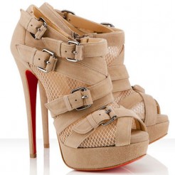 Replica Christian Louboutin Mad Marta 140mm Ankle Boots Beige Cheap Fake Shoes