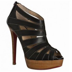 Replica Christian Louboutin Pique Cire 140mm Ankle Boots Black Cheap Fake Shoes