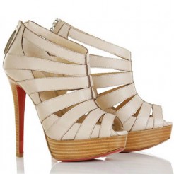 Replica Christian Louboutin Pique Cire 140mm Ankle Boots Beige Cheap Fake Shoes