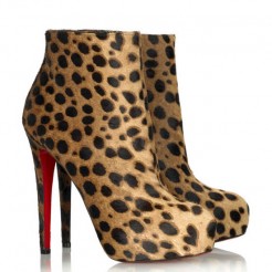Replica Christian Louboutin Miss Clichy 140mm Ankle Boots Leopard Cheap Fake Shoes