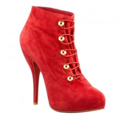 Replica Christian Louboutin Fifre Corset 120mm Ankle Boots Red Cheap Fake Shoes