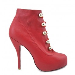 Replica Christian Louboutin Fifre Corset 120mm Ankle Boots Red Cheap Fake Shoes