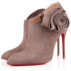 Replica Christian Louboutin Mrs Baba 100mm Ankle Boots Taupe Cheap Fake Shoes