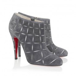 Replica Christian Louboutin Globe 100mm Ankle Boots Grey Cheap Fake Shoes