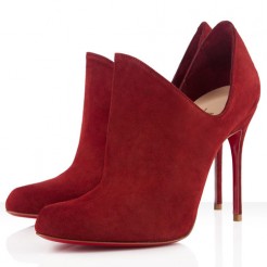 Replica Christian Louboutin Dugueclina 100mm Ankle Boots Red Cheap Fake Shoes