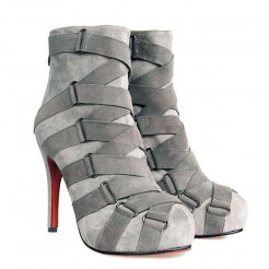 Replica Christian Louboutin Nitoinimoi Bandage 120mm Ankle Boots Grey Cheap Fake Shoes