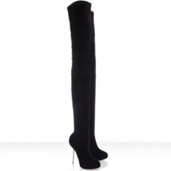 Replica Christian Louboutin Big Lips Thigh 120mm Boots Black Cheap Fake Shoes