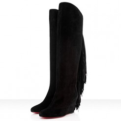 Replica Christian Louboutin Pouliche 80mm Boots Black Cheap Fake Shoes