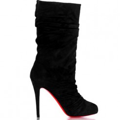 Replica Christian Louboutin Velours Scrunch 100mm Boots Black Cheap Fake Shoes