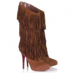 Replica Christian Louboutin Forever Tina 140mm Boots Brown Cheap Fake Shoes