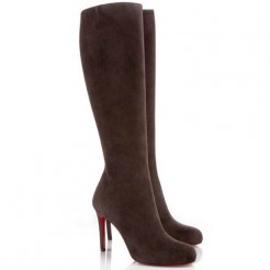 Replica Christian Louboutin Simple Botta 100mm Boots Chocolate Cheap Fake Shoes