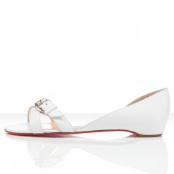 Replica Christian Louboutin Atalanta Flat Sandals White Cheap Fake Shoes