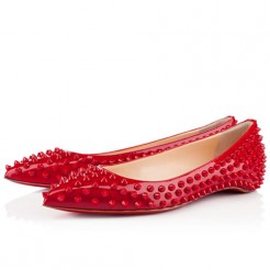 Replica Christian Louboutin Pigalle Spiked Ballerinas Red Cheap Fake Shoes