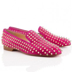 Replica Christian Louboutin Rolling Spikes Loafers Rose Matador Cheap Fake Shoes