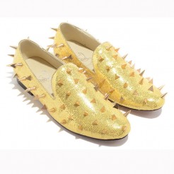 Replica Christian Louboutin Rollergirl Loafers Gold Cheap Fake Shoes