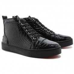 Replica Christian Louboutin Louis Python Sneakers Black Cheap Fake Shoes