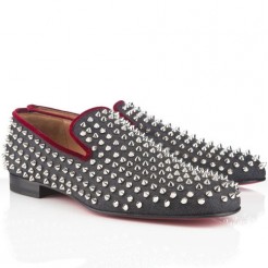 Replica Christian Louboutin Rollerboy Spikes Loafers Navy Cheap Fake Shoes