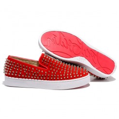 Replica Christian Louboutin Roller Boat Loafers Red Cheap Fake Shoes