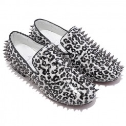Replica Christian Louboutin Rollerboy Spikes Loafers White Cheap Fake Shoes