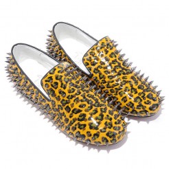 Replica Christian Louboutin Rollerboy Spikes Loafers Gold Cheap Fake Shoes