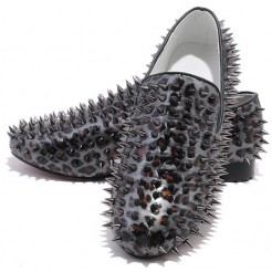 Replica Christian Louboutin Rollerboy Spikes Loafers Grey Cheap Fake Shoes