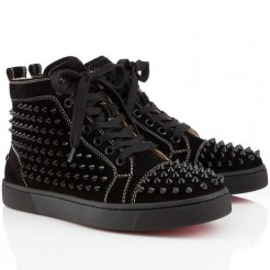 Replica Christian Louboutin Louis Spikes Sneakers Black Cheap Fake Shoes