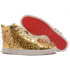 Replica Christian Louboutin Louis Pik Pik Sneakers Gold Cheap Fake Shoes