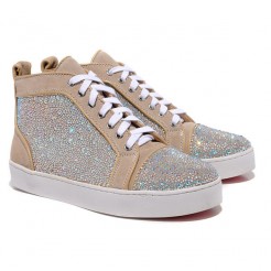 Replica Christian Louboutin Louis Strass Sneakers Taupe Cheap Fake Shoes
