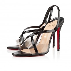 Replica Christian Louboutin Coup De Bleu 100mm Sandals Black Cheap Fake Shoes