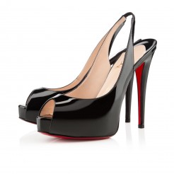 Replica Christian Louboutin Flo 120mm Slingbacks Black Cheap Fake Shoes