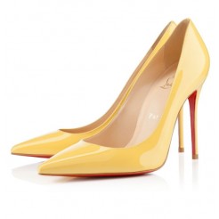 Replica Christian Louboutin Decollete 554 100mm Pumps Yellow Cheap Fake Shoes