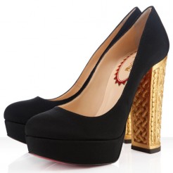 Replica Christian Louboutin Bois Dore 140mm Pumps Black/Gold Cheap Fake Shoes