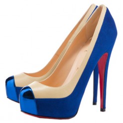 Replica Christian Louboutin Mago Two Tone 140mm Pumps Blue Cheap Fake Shoes