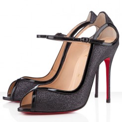 Replica Christian Louboutin 1en8 100mm Peep Toe Pumps Black Cheap Fake Shoes