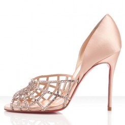 Replica Christian Louboutin Aranea 100mm Peep Toe Pumps Nude Cheap Fake Shoes