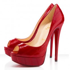 Replica Christian Louboutin Lady 140mm Peep Toe Pumps Red Cheap Fake Shoes